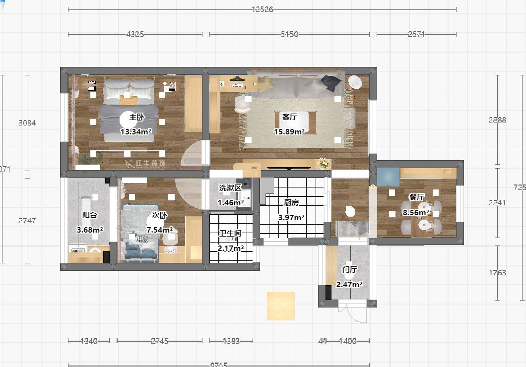仇美蓉|花港幸福城杜鵑園9-2-2208-88㎡-日式風(fēng)格|2室2廳1衛(wèi)|新房裝修|定制家|全包10