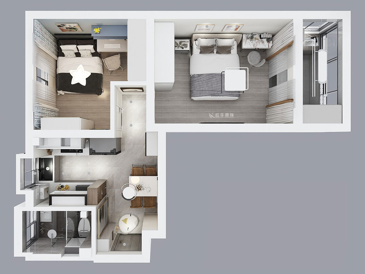 賈庭|百花小區(qū)145號-1-201-52㎡-現(xiàn)代風格|2室1廳1廚1衛(wèi)|老房裝修|定制家|全包7