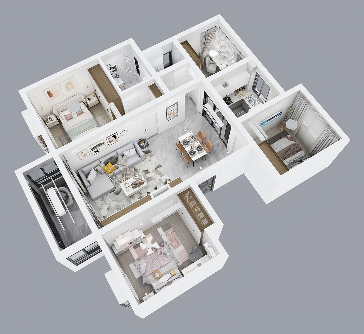 吳波|紅豆香江華庭3-802-105㎡-現(xiàn)代風(fēng)格|4室2廳2衛(wèi)|新房裝修|定制家|全包13