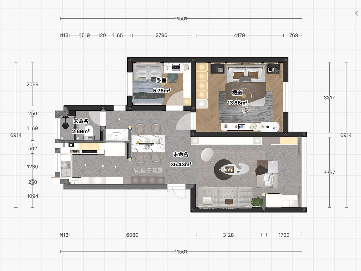 顧娟|苜蓿園東街1號(hào)49-501-72㎡-現(xiàn)代簡(jiǎn)約風(fēng)格|2室2廳1衛(wèi)|舊房裝修|定制家|全包11