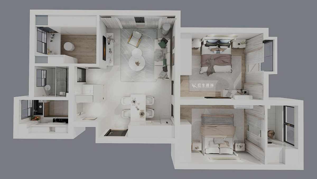 賈庭|鐘秀嘉園13-401-80㎡-現(xiàn)代風格|3室2廳1廚1衛(wèi)|新房裝修|定制家|全包9