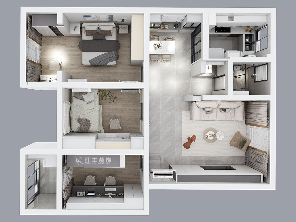 孟憲濤|石門(mén)坎110號(hào)1-404-100㎡-現(xiàn)代簡(jiǎn)約風(fēng)格|3室1廳1衛(wèi)|老房裝修|定制家|全包14萬(wàn)|00_04鳥(niǎo)瞰圖