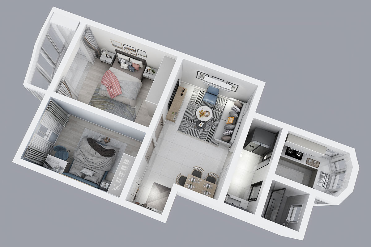 朱彥|彩虹苑8-24-302-76㎡-簡約風格|2室2廳1衛(wèi)|老房裝修|定制家|全包11萬|00_04鳥瞰圖