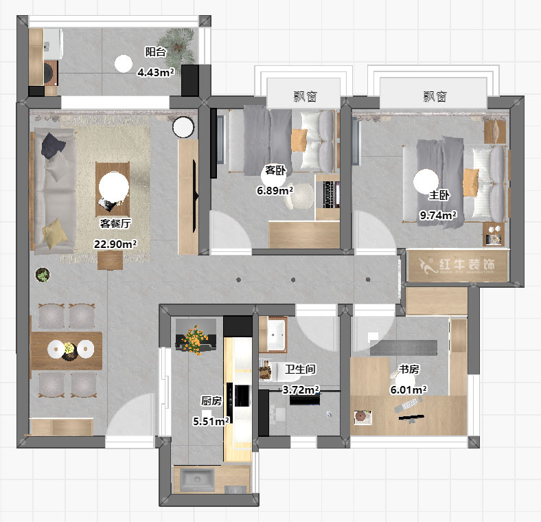 仇美蓉|保利西江月5-2-3006-86㎡-簡(jiǎn)約風(fēng)格|2室2廳1衛(wèi)|新房裝修|半包|半包6