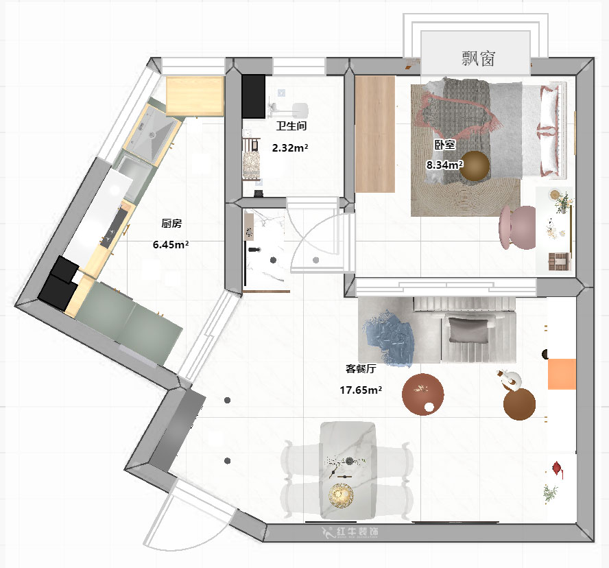劉曉芳|百家湖西花園30-603-1-48㎡-現(xiàn)代風格|1室2廳1衛(wèi)|老房裝修|定制家|全包7