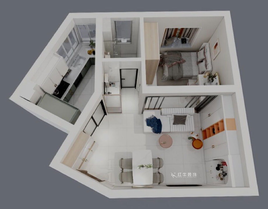 劉曉芳|百家湖西花園30-603-1-48㎡-現(xiàn)代風格|1室2廳1衛(wèi)|老房裝修|定制家|全包7