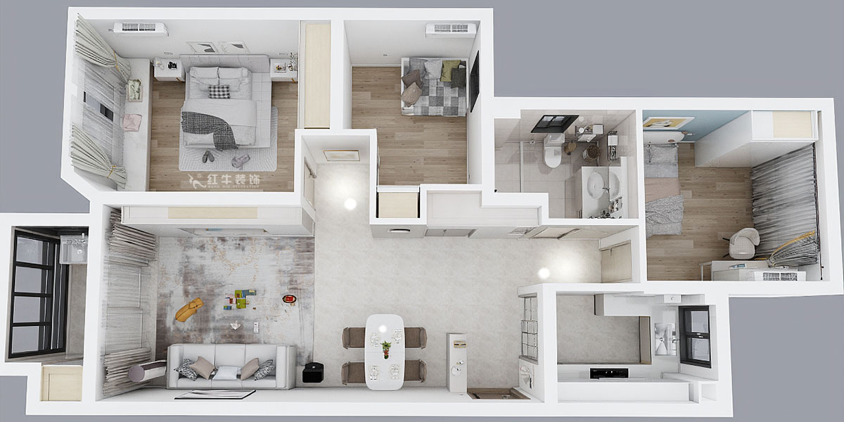魏利利|楓情水岸23-506-110㎡-現(xiàn)代簡(jiǎn)約風(fēng)格|3室2廳1衛(wèi)|二手房改造|定制家|全包14萬(wàn)|00_05鳥瞰圖