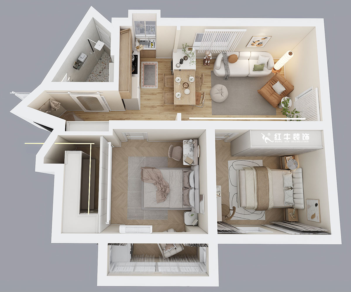 朱明琪|瑞金新村23-504-1902-69㎡-現代簡約風格|2室1廳1衛(wèi)|老房翻新|定制家|全包12萬|00_05鳥瞰圖