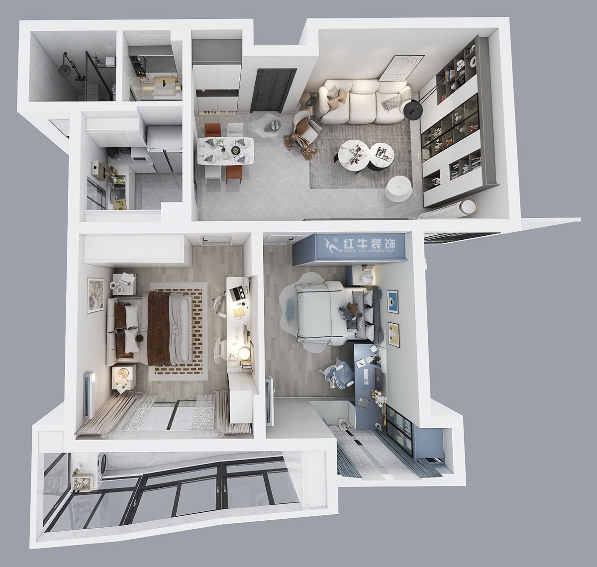 朱彥|銀城東苑13-1402-99㎡-現(xiàn)代簡(jiǎn)約風(fēng)格|2室2廳1衛(wèi)|老房裝修|定制家|全包13萬(wàn)|00_04鳥瞰圖