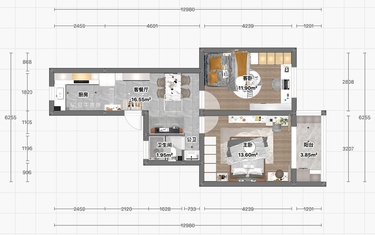 顧娟|清涼山莊50號6-501-60㎡-現(xiàn)代風(fēng)格|2室2廳1衛(wèi)|舊房裝修|定制家|全包11