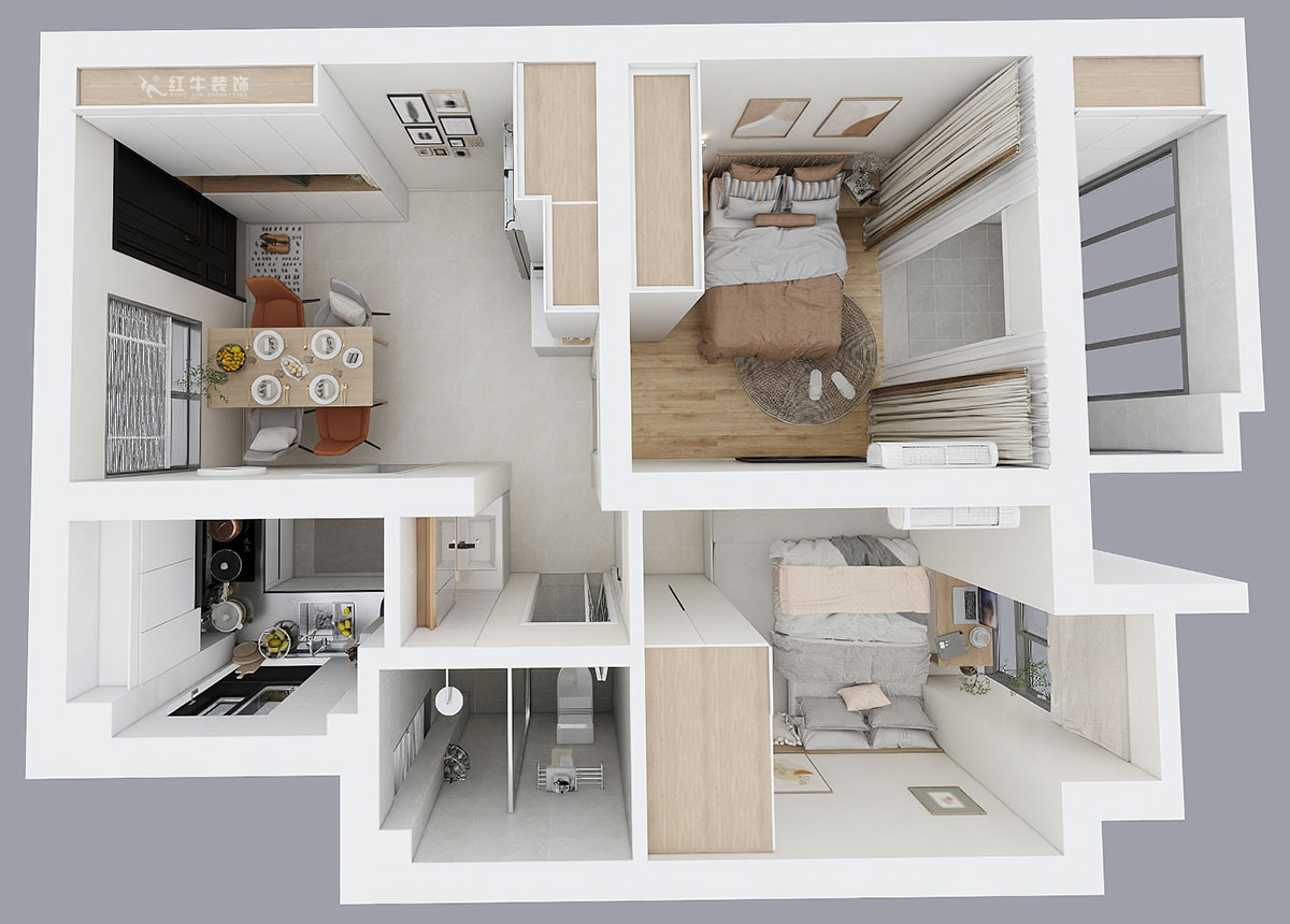 賈庭|化建二村2-304-50㎡-現(xiàn)代風(fēng)格|2室1廳1廚1衛(wèi)|新房裝修|定制家|全包8