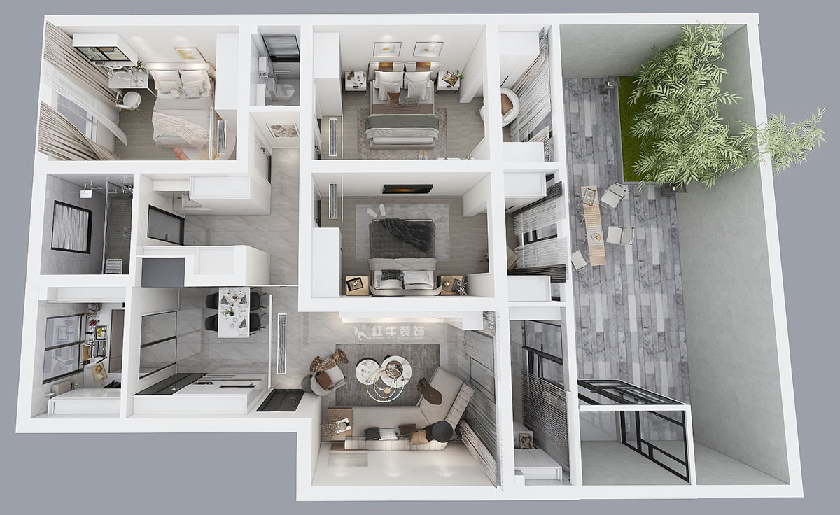 賈庭|紅山山莊1-101-115㎡-現(xiàn)代風格|3室2廳1廚2衛(wèi)|老房裝修|定制家|全包15