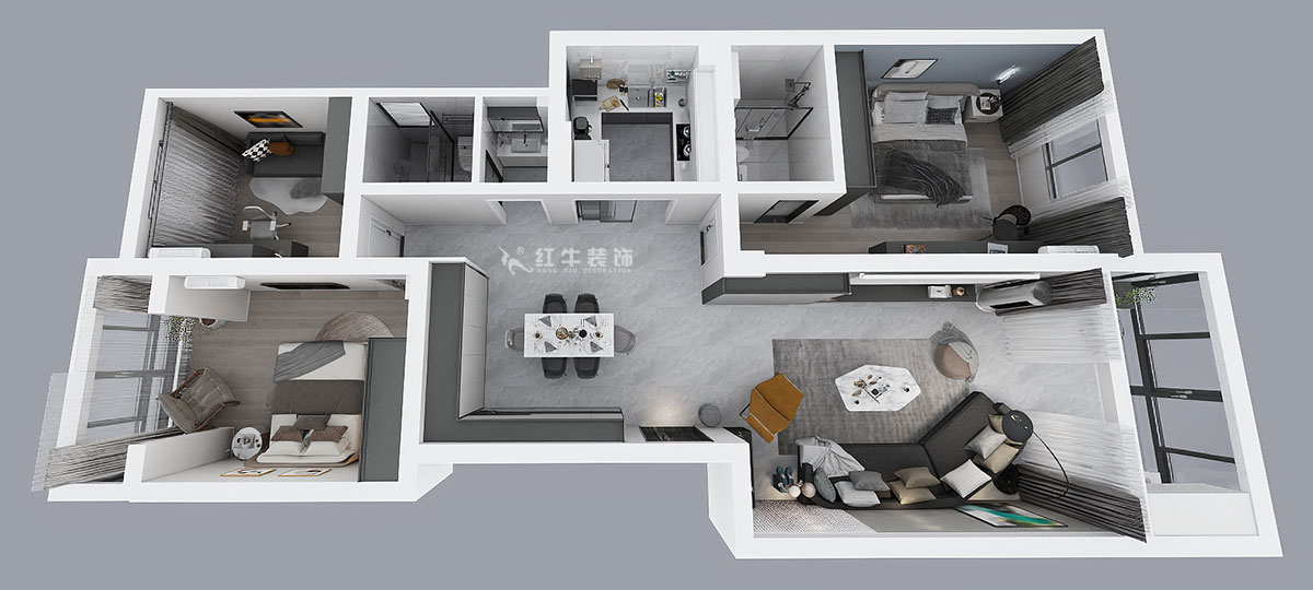 吳波|翠屏國際15-1-502-128㎡-現(xiàn)代風格|3室2廳2衛(wèi)|老房裝修|定制家|全包14