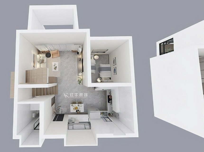 孟憲濤|養(yǎng)龍山莊D-11B-120㎡-現代簡約風格|3室2廳2衛(wèi)|老房裝修|定制家|全包14萬|00_06一樓鳥瞰