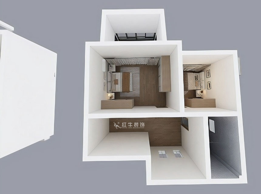 孟憲濤|養(yǎng)龍山莊D-11B-120㎡-現代簡約風格|3室2廳2衛(wèi)|老房裝修|定制家|全包14萬|00_07二樓鳥瞰