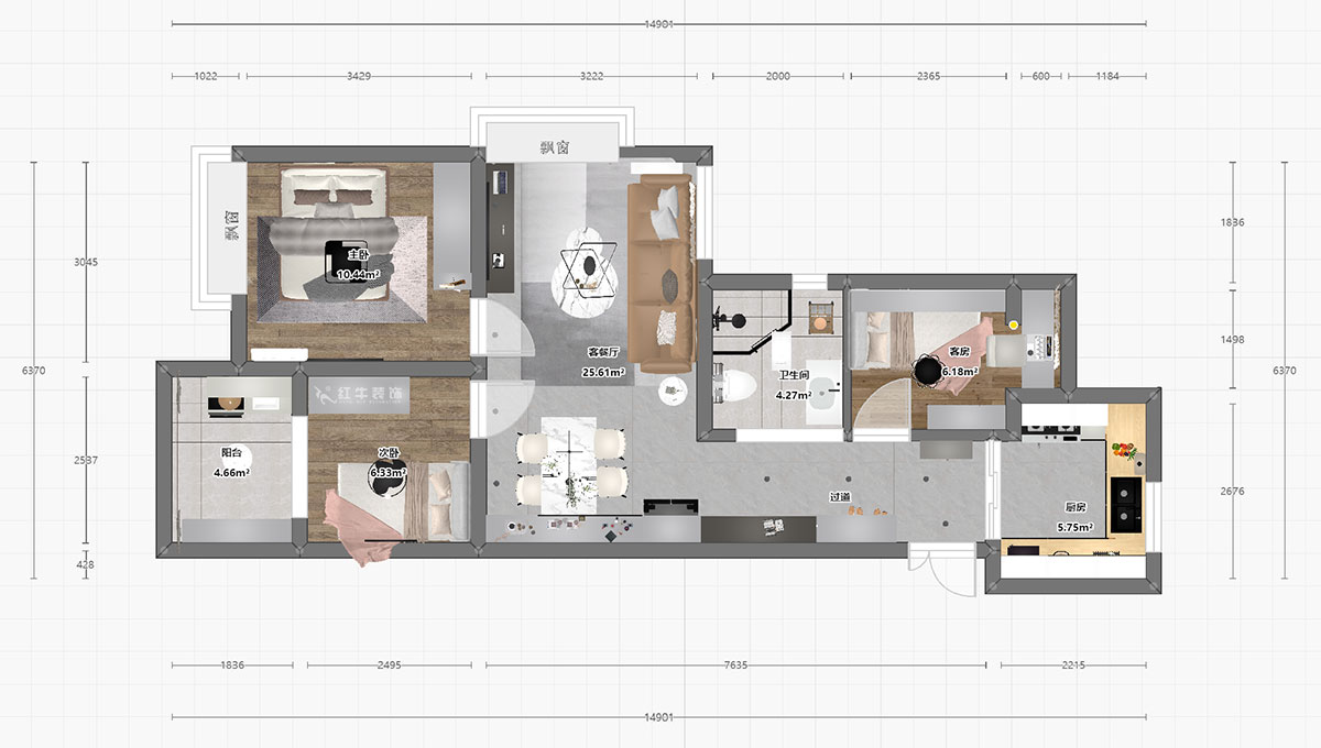 陸利民|明尚西苑4-2508-87㎡-現(xiàn)代風(fēng)格|3室2廳1衛(wèi)|新房裝修|定制家|全包13