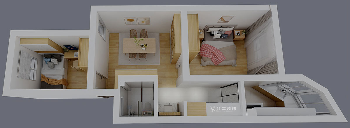 劉曉芳|虹苑新寓二村4-5-210-60㎡-北歐風(fēng)格|2室2廳1衛(wèi)|老房裝修|定制家|全包8