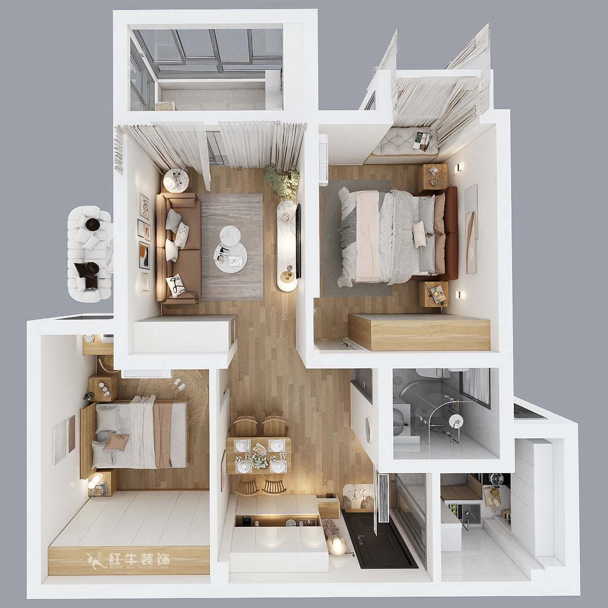 魏明花|御道嘉庭7-3-1006-80㎡-現(xiàn)代簡(jiǎn)約風(fēng)格|2室2廳1衛(wèi)|毛坯房裝修|定制家|全包11萬(wàn)|00_04鳥瞰圖