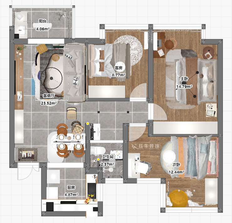 吳波|花漾紫郡13-1102-95㎡-現(xiàn)代簡約風(fēng)格|3室2廳1衛(wèi)|新房裝修|定制家|全包12