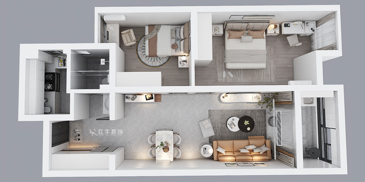 孟憲濤|紫楊佳園2-505-85㎡-現(xiàn)代簡約風(fēng)格|2室2廳1衛(wèi)|老房裝修|定制家|全包12萬|00_04鳥瞰圖