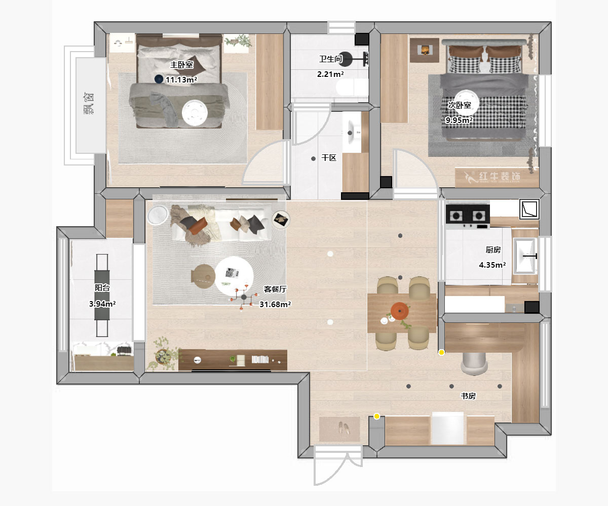 陸利民|文墨花苑10-909-87㎡-現(xiàn)代風(fēng)格|3室2廳1衛(wèi)|舊房裝修|定制家|全包12萬|00_04平面彩圖