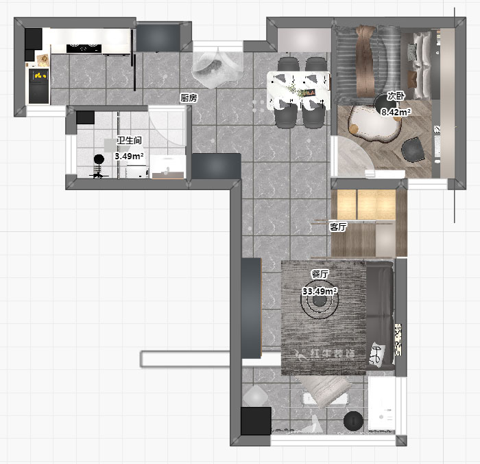 蔣琛｜弘陽時(shí)光里7-2-506-75㎡-現(xiàn)代簡(jiǎn)約風(fēng)格｜2室2廳1衛(wèi)｜新房裝修｜定制家｜全包11萬｜00_05平面彩圖