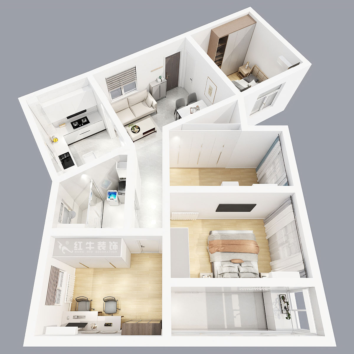 張智猿|長(zhǎng)營(yíng)村145號(hào)1-306-100㎡-現(xiàn)代簡(jiǎn)約風(fēng)格|4室1廳1衛(wèi)|老房裝修|定制家|全包15萬(wàn)|00_05鳥(niǎo)瞰圖