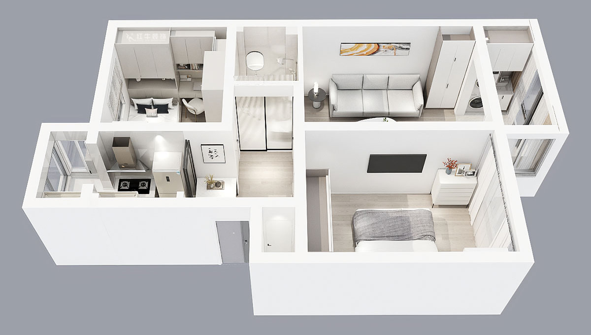 蔣琛｜安德里30號玻纖院小區(qū)14-103-65㎡-現(xiàn)代簡約風(fēng)格｜3室1廳1衛(wèi)｜老房裝修｜定制家｜全包10萬｜00_04鳥瞰圖