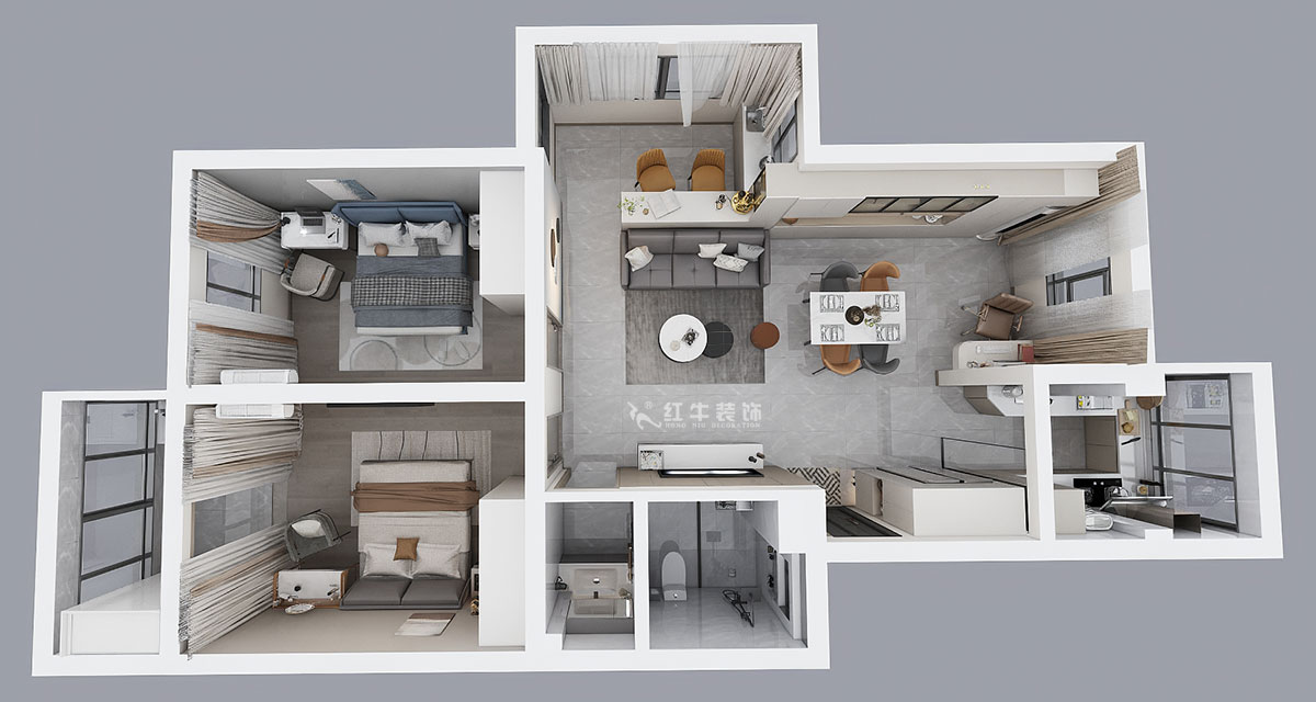 孟憲濤|武定新村5-5-310-90㎡-現(xiàn)代簡(jiǎn)約風(fēng)格|2室2廳1衛(wèi)|老房裝修|定制家|全包14萬(wàn)|00_04鳥(niǎo)瞰圖