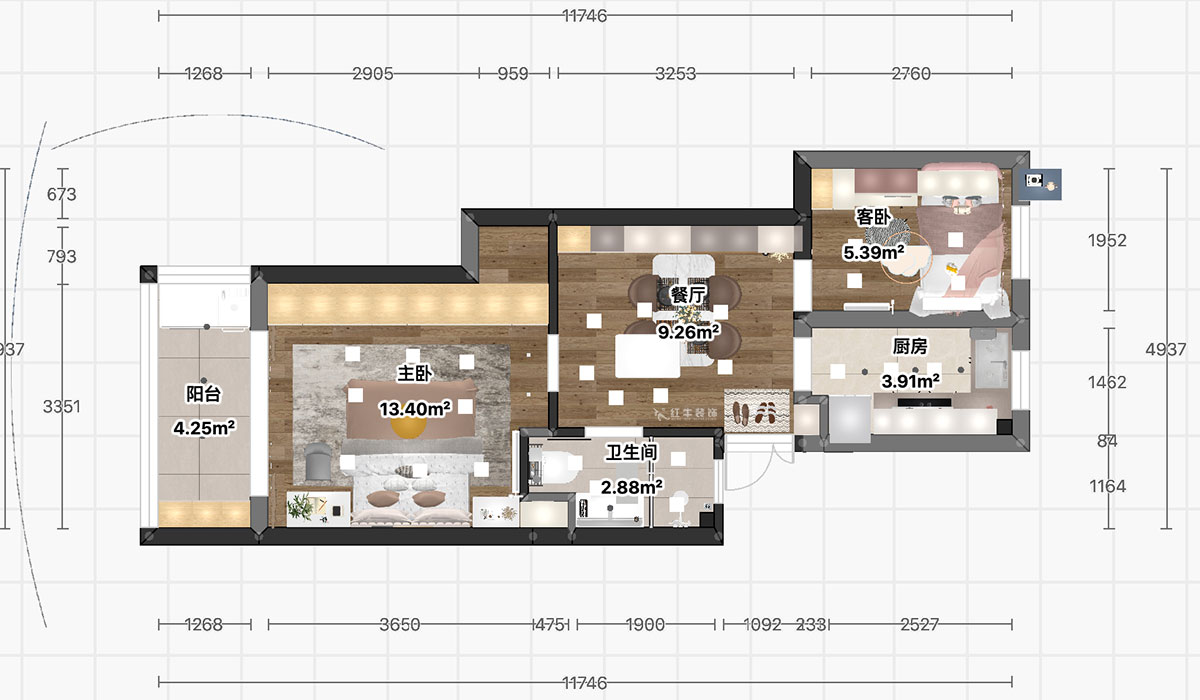 顧娟|御河新村10-505-60㎡-現(xiàn)代簡約風(fēng)格|2室2廳1衛(wèi)|舊房裝修|定制家|全包11