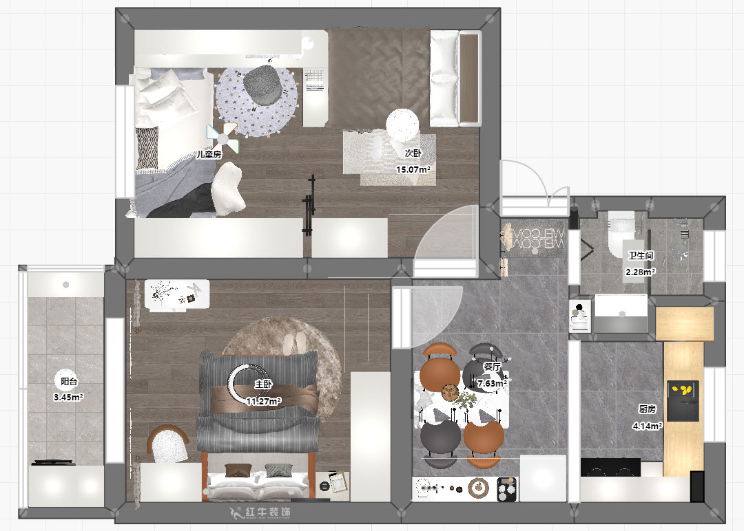賈庭|鹽倉橋48號1-402-55㎡-現(xiàn)代風(fēng)格|2室1廳1廚1衛(wèi)|老房裝修|定制家|全包8