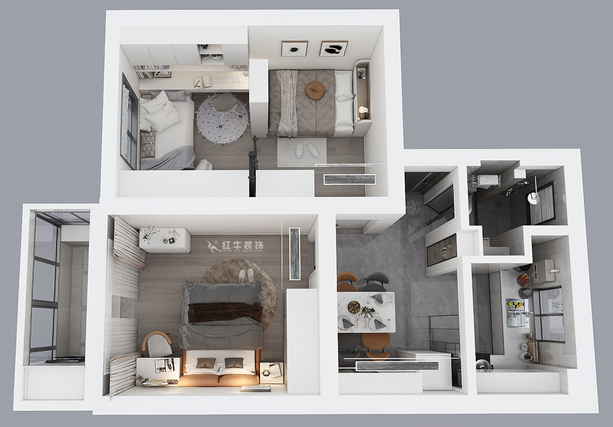 賈庭|鹽倉橋48號1-402-55㎡-現(xiàn)代風(fēng)格|2室1廳1廚1衛(wèi)|老房裝修|定制家|全包8