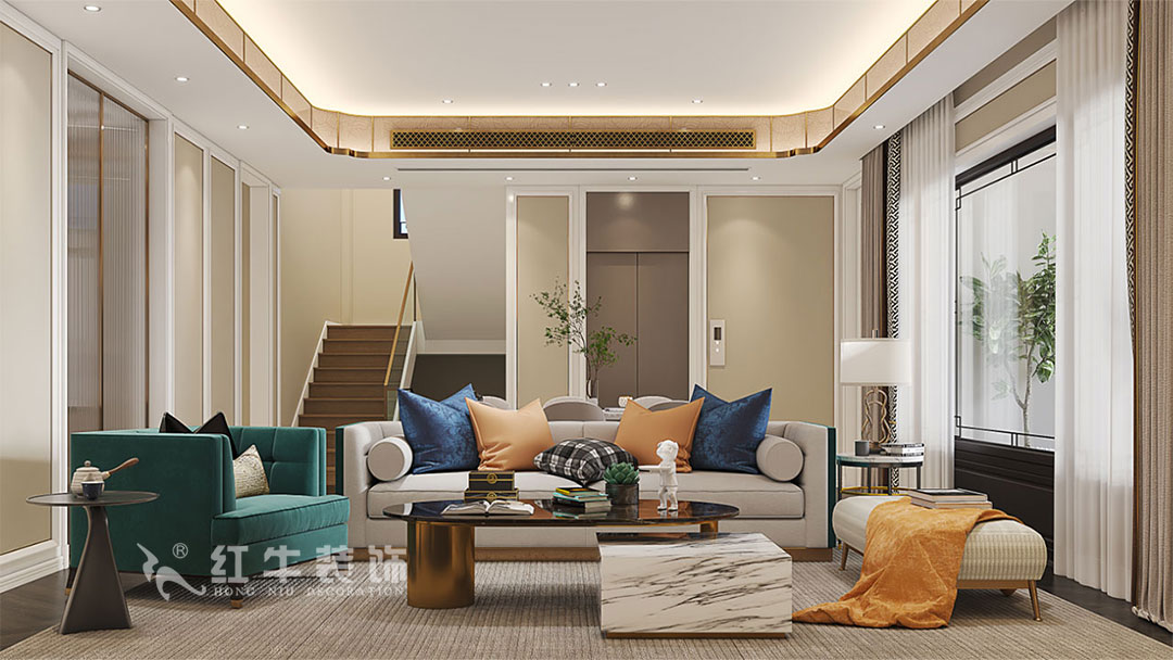 劉小勇|雅園21-101-390㎡-現(xiàn)代奢華風(fēng)格|9室2廳6衛(wèi)|三層別墅裝修|定制家|全包|04客餐廳1080x608