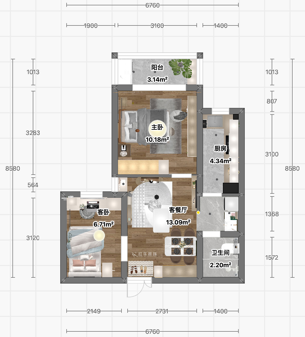 顧娟|丹鳳新寓1-803-60㎡-現(xiàn)代風(fēng)格|2室2廳1衛(wèi)|舊房裝修|定制家|全包11