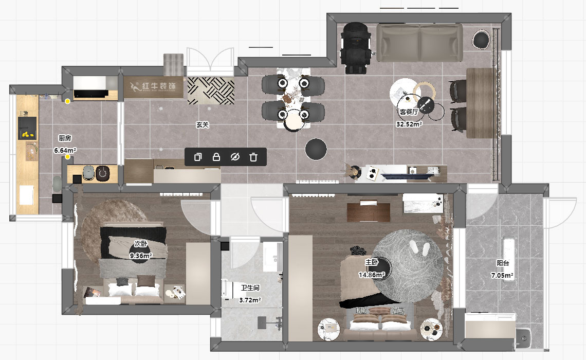 蔣?。欉\(yùn)嘉園12-104-90㎡-現(xiàn)代簡約風(fēng)格|2室2廳2衛(wèi)|老房裝修|定制家|全包13萬|00_03平面彩圖