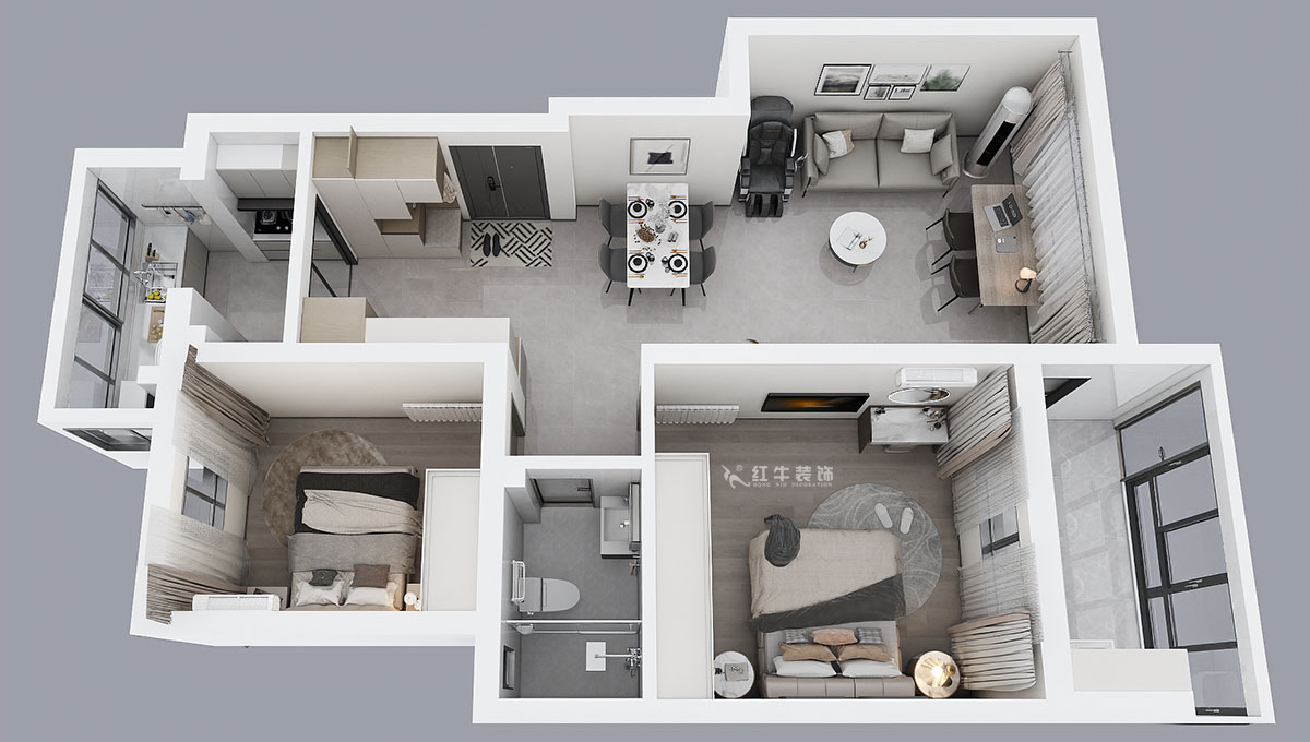 蔣?。欉\(yùn)嘉園12-104-90㎡-現(xiàn)代簡約風(fēng)格|2室2廳2衛(wèi)|老房裝修|定制家|全包13萬|00_04鳥瞰圖