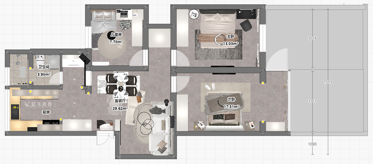 劉萍萍|龍江寶地園24-104-94㎡-現(xiàn)代簡約風格|3室2廳1衛(wèi)|老房裝修|定制家|全包12