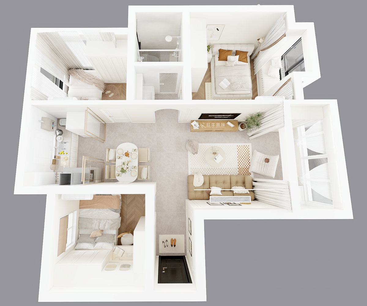 朱明琪|招商蘭溪谷二期1-2-1104-75㎡-奶油風|3室2廳1衛(wèi)|老房裝修|定制家|全包10