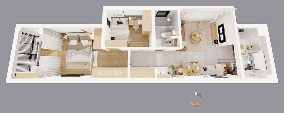 朱彥|觀泓雅苑7-7-1710-75㎡-現(xiàn)代簡約風格|2室1廳1衛(wèi)|新房裝修|定制家|全包10萬|00_04鳥瞰圖