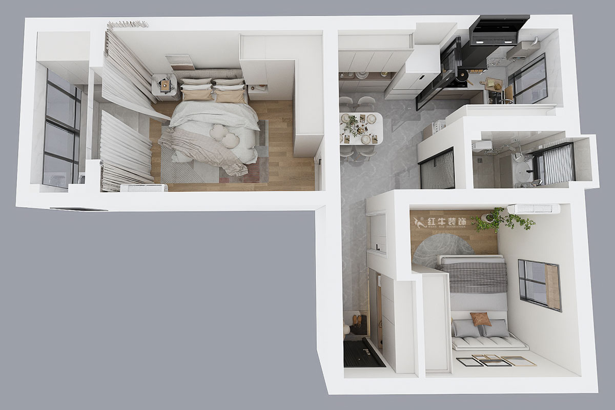 朱明琪|碑亭巷139號2-503-57㎡-現(xiàn)代風(fēng)格|2室1廳1衛(wèi)|老房改造|定制家|全包12萬|00_04鳥瞰圖