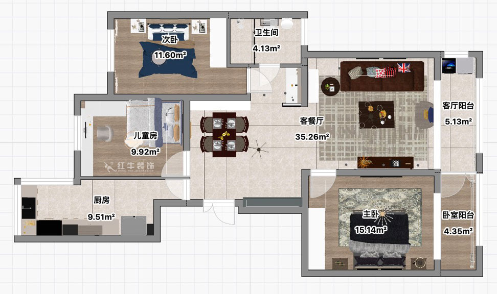 朱彥|托樂嘉吉鄰居3-905-110㎡-現(xiàn)代風(fēng)格|3室2廳1衛(wèi)|老房裝修|定制家|全包15萬|00_03平面彩圖