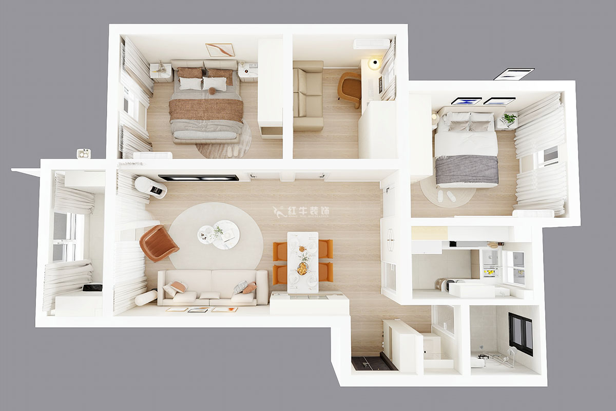 朱明琪|春江新城新河苑一期8-3-510-94㎡-現(xiàn)代風(fēng)格|3室2廳1衛(wèi)|老房改造|定制家|全包12萬|00_04鳥瞰圖