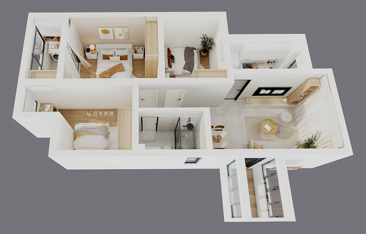 劉曉芳|白云雅居12-1-804-80㎡-原木風(fēng)格|3室2廳1衛(wèi)|新房裝修|定制家|全包10