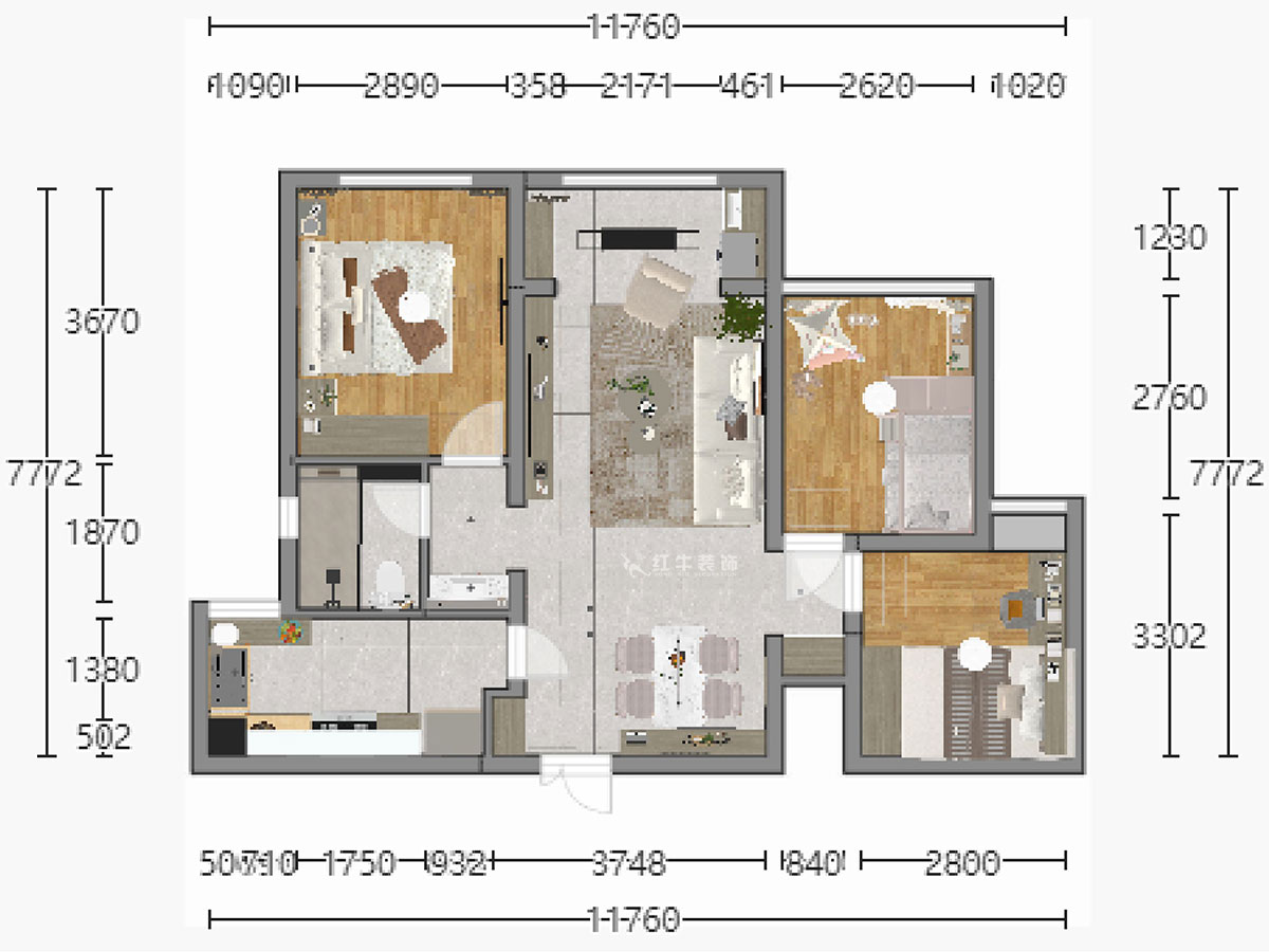 陸利民|保利國際社區(qū)2-1-2402-89㎡-現(xiàn)代風(fēng)格|3室2廳1衛(wèi)|新房裝修|定制家|全包13