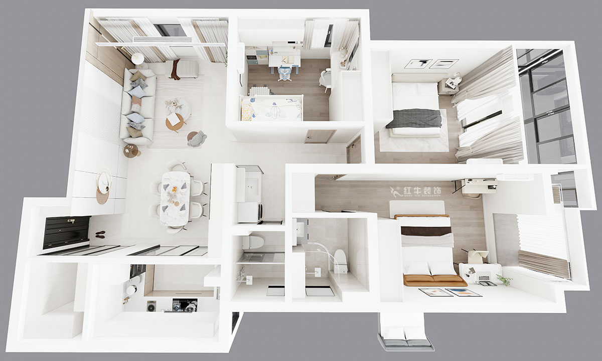 朱彥|清江西苑17-2-1302-132㎡-現(xiàn)代簡(jiǎn)約風(fēng)格|3室2廳2衛(wèi)|老房裝修|定制家|全包14萬(wàn)|00_04鳥(niǎo)瞰圖