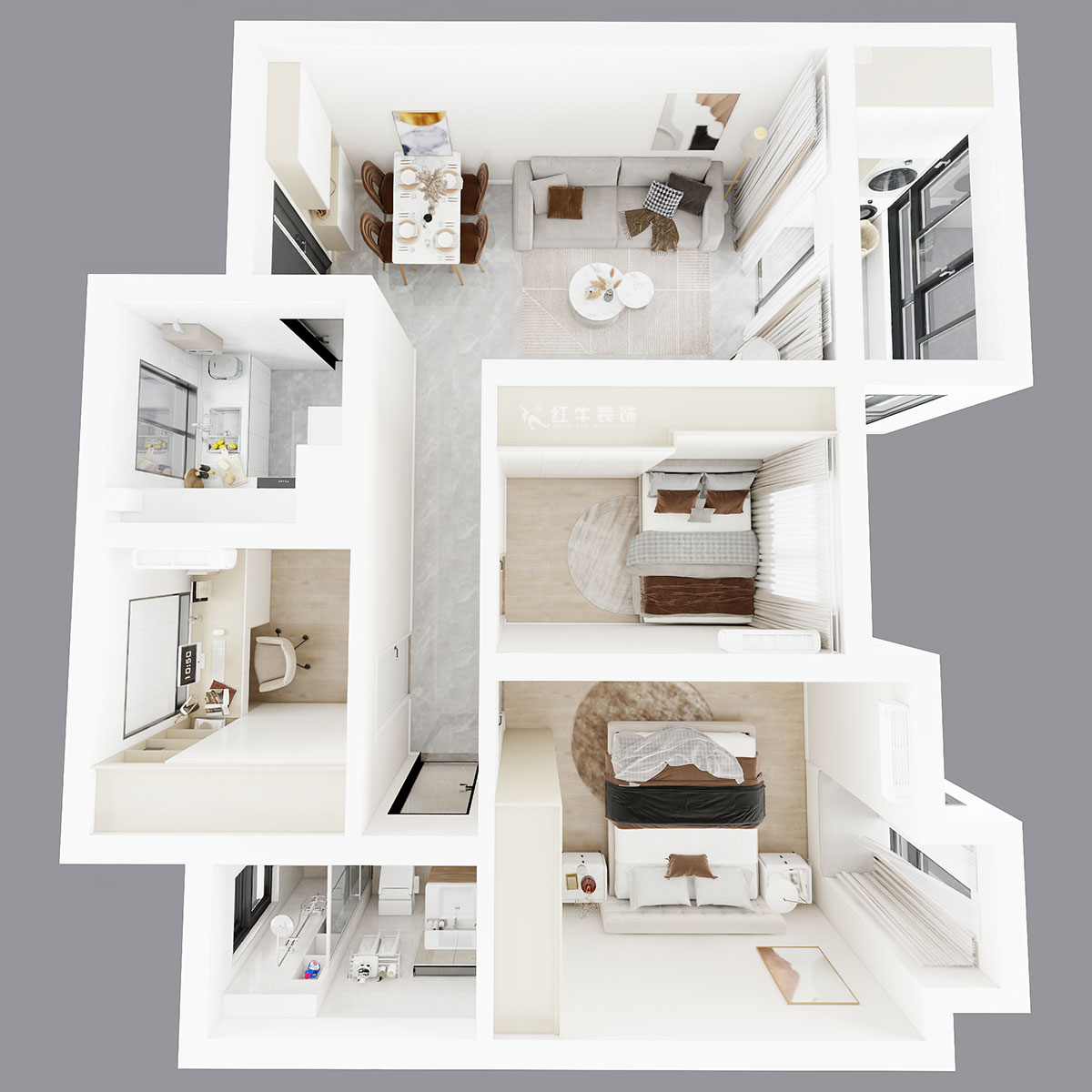 朱彥|江楓苑南苑1-1-1302-85㎡-現(xiàn)代簡(jiǎn)約風(fēng)格|3室2廳1衛(wèi)|新房裝修|定制家|全包10萬(wàn)|00_04鳥瞰圖