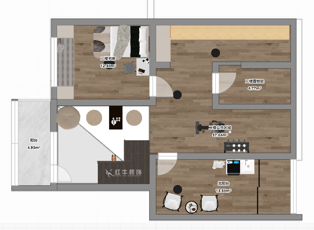 孟憲濤|攝山星城步青苑18-2-604-120㎡-現(xiàn)代簡(jiǎn)約風(fēng)格|4室2廳2衛(wèi)|毛坯房裝修|定制家|全包16萬|00_06二樓平面彩圖