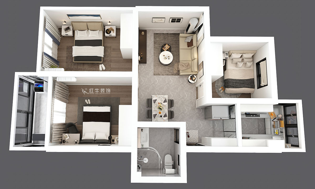 孟憲濤|龍悅山莊7-402-82㎡-現(xiàn)代簡(jiǎn)約風(fēng)格|3室2廳1衛(wèi)|老房裝修|定制家|全包12萬(wàn)|00_04鳥(niǎo)瞰圖