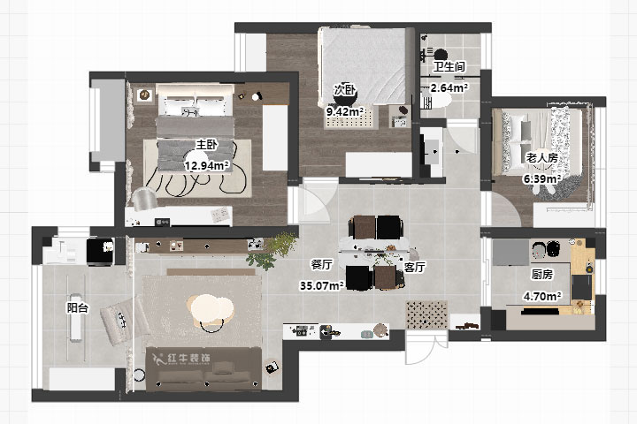 劉曉芳|紫金銘苑3-2-504-90㎡-極簡(jiǎn)奶油風(fēng)格|3室2廳1衛(wèi)|新房裝修|定制家|全包13