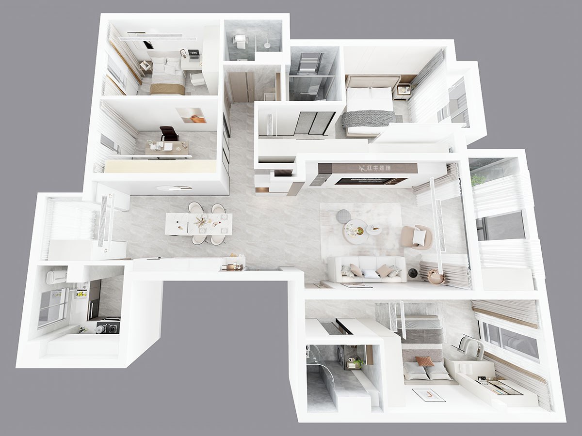 朱彥|中海桃源里6-2-903-159㎡-現(xiàn)代簡(jiǎn)約風(fēng)格|4室2廳3衛(wèi)|新房裝修|定制家|全包21萬(wàn)|00_04鳥(niǎo)瞰圖